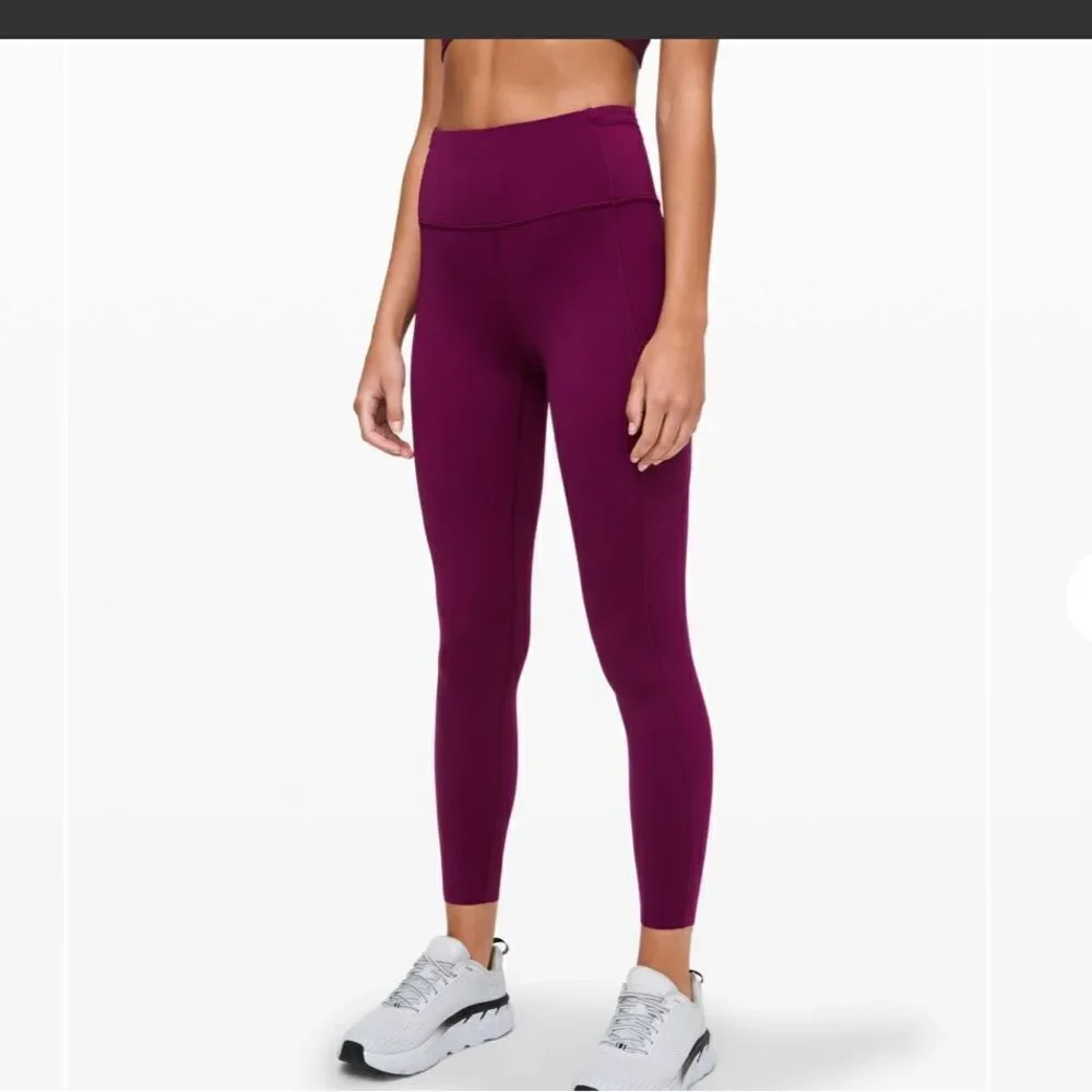 Lululemon Fast & Free Marvel burgundy 25” non reflective 4 Peloton